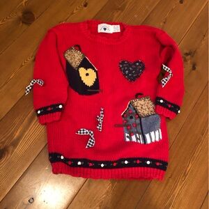 Hartstrings Love Birds Red Sweater Girls 5/6